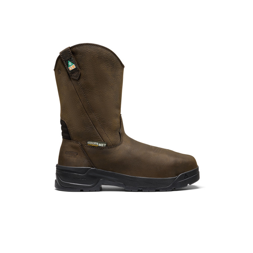 Mens CSA Flatland Pull-On Waterproof Work Boot INT MET Carbon Toe Dark BrownBlack