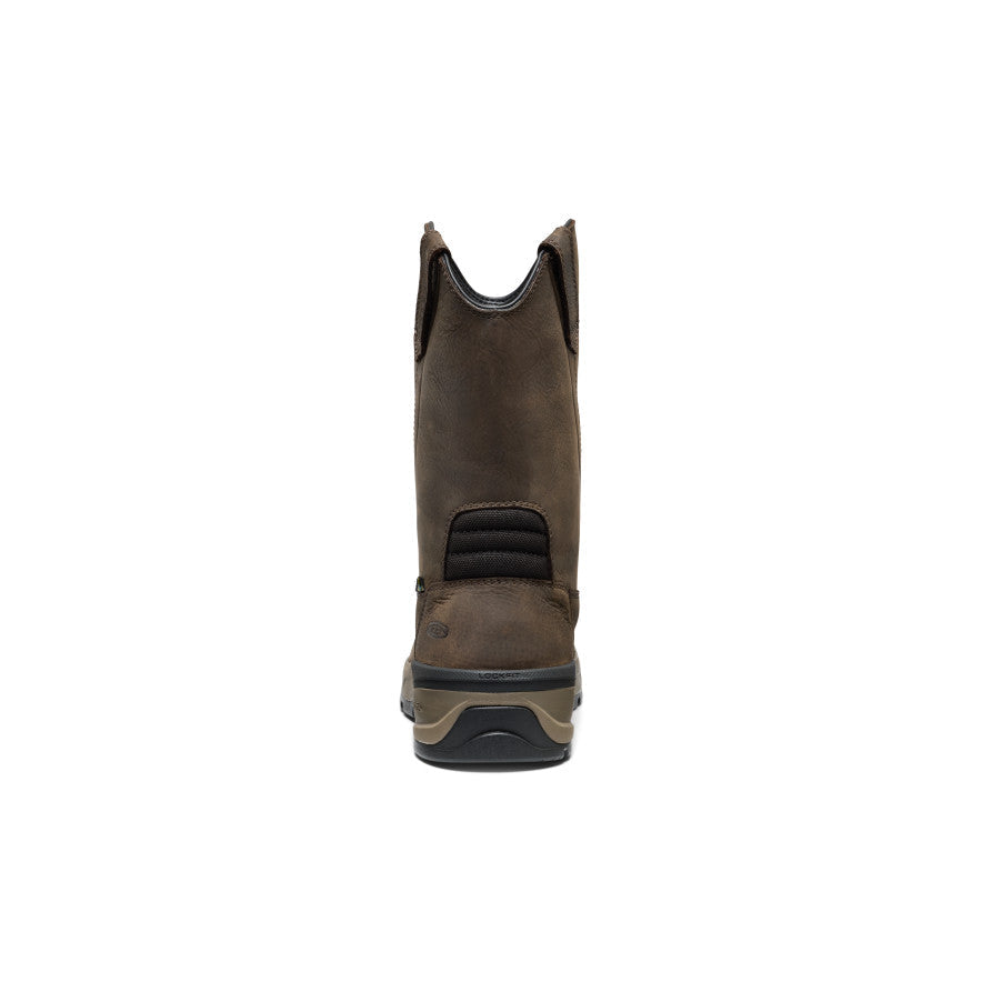 Mens Flatland Pull-On Waterproof Work Boot Carbon Toe Dark BrownBlack