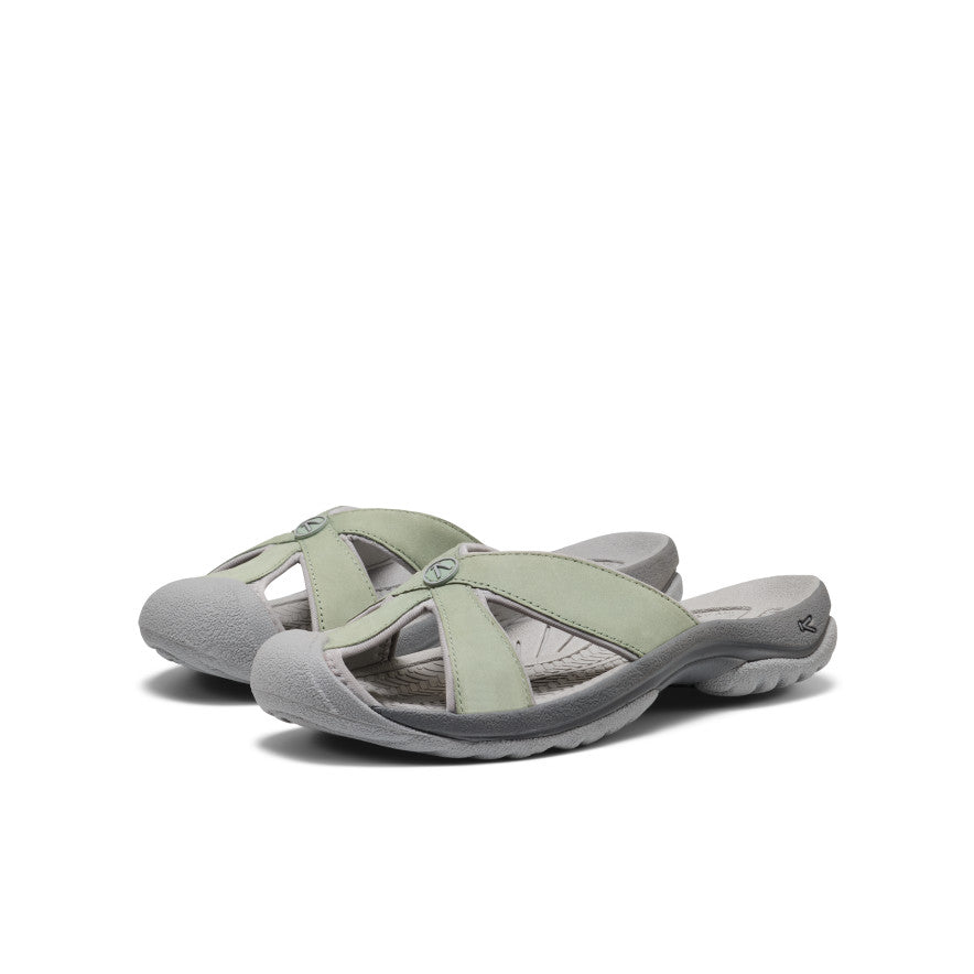 Womens Bali Leather Slide Sandal Lily PadSteel Grey