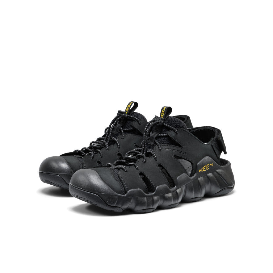 Mens Hyperport Fisherman Leather Sandal BlackKeen Yellow