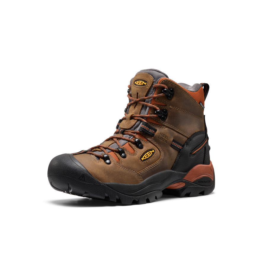 Mens Pittsburgh Energy 6 Waterproof Boot Soft Toe Cascade BrownBlack