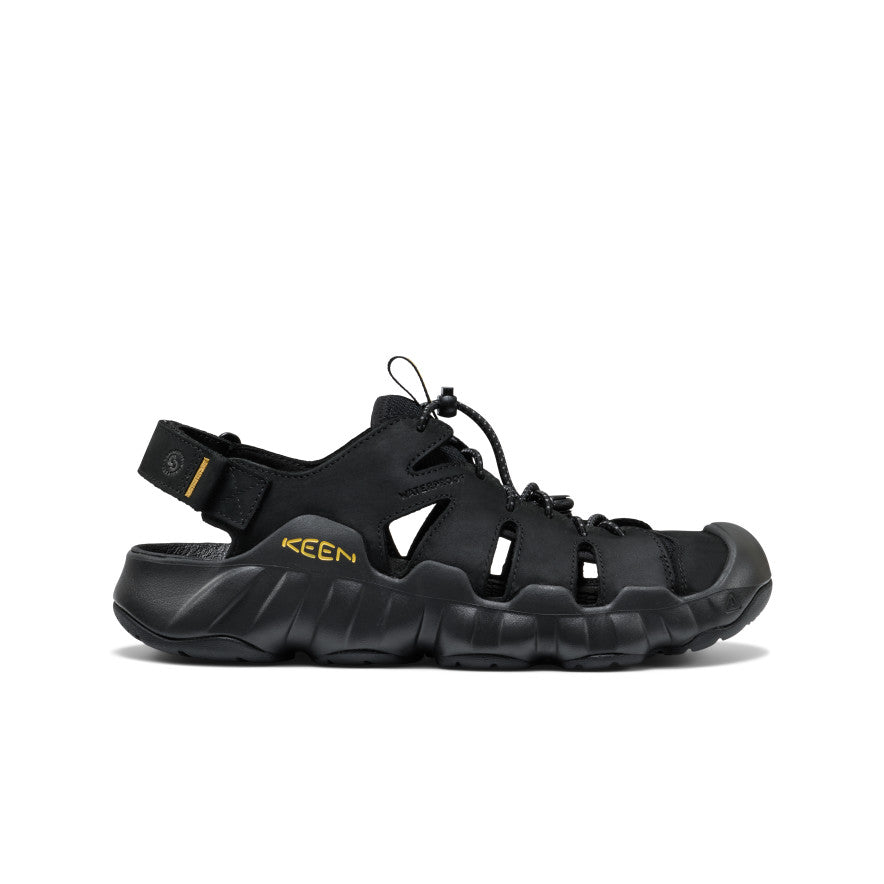 Mens Hyperport Fisherman Leather Sandal BlackKeen Yellow