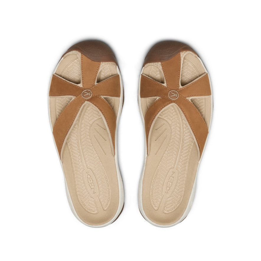 Womens Bali Leather Slide Sandal ChipmunkBirch
