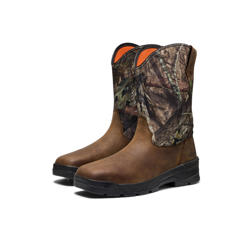 Mens Flatland Pull-On Waterproof Work Boot Soft Toe MOSSY OAK BREAK-UP COUNTRY