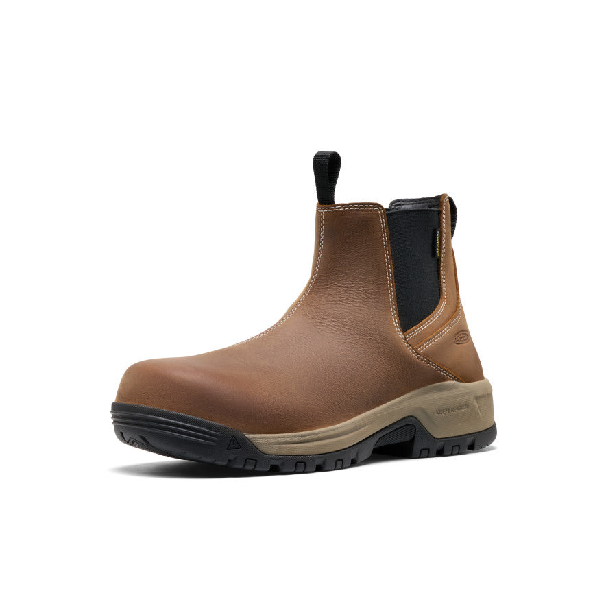 Mens Evanston Chelsea Waterproof Work Boot Soft Toe BisonBlack