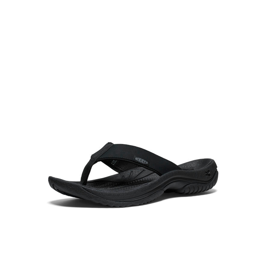 Mens Kona Leather Flip-Flop BlackSteel Grey