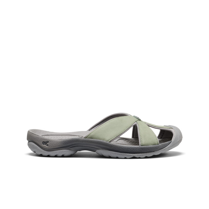Womens Bali Leather Slide Sandal Lily PadSteel Grey