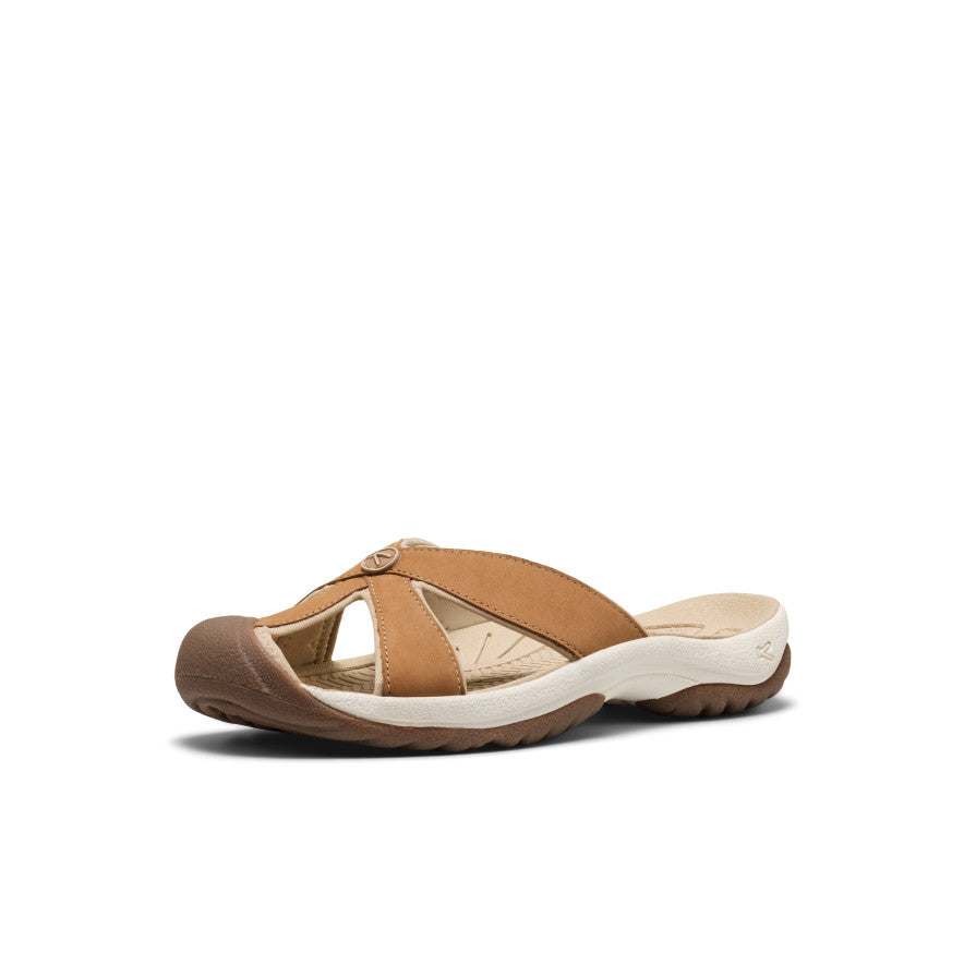 Womens Bali Leather Slide Sandal ChipmunkBirch