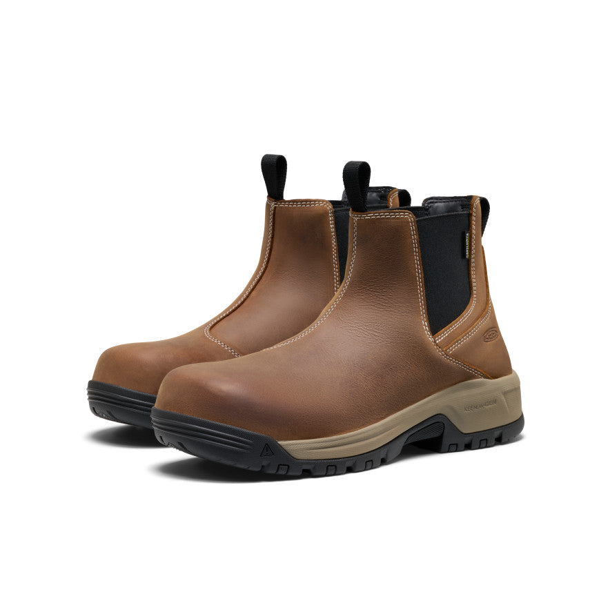Mens Evanston Chelsea Waterproof Work Boot Soft Toe BisonBlack