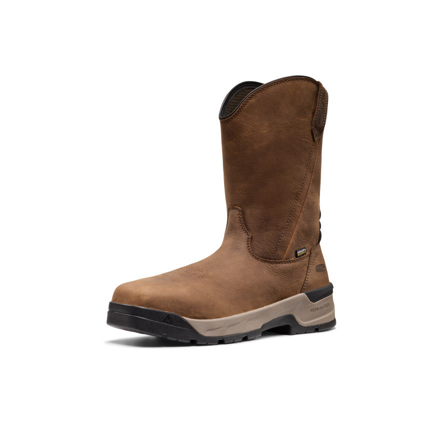 Mens Flatland Pull-On Waterproof Work Boot Carbon Toe BisonBlack