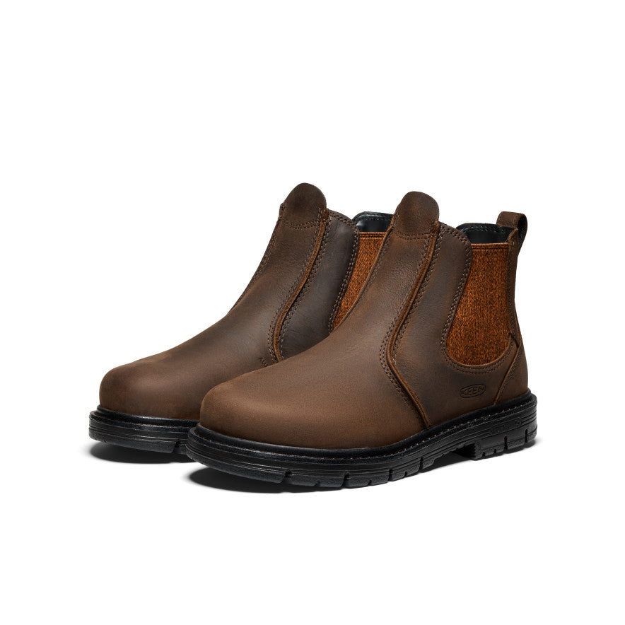 Womens San Jose Chelsea 90 Heel Boot Aluminum Toe Cascade BrownBlack