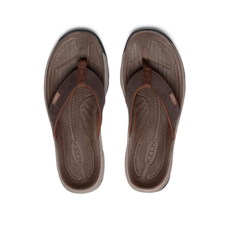 Mens Kona Leather Flip-Flop JavaDark Earth