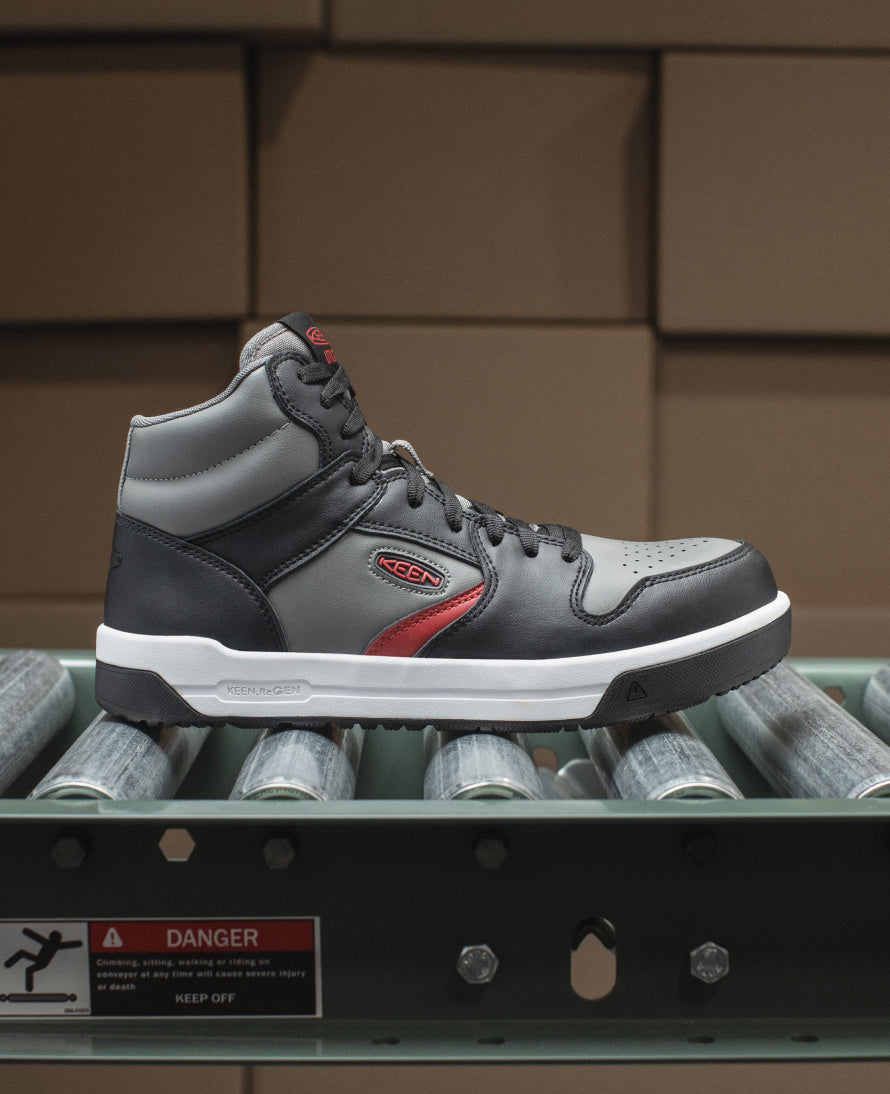 Mens Overton Mid Work Shoe Carbon Toe Steel GreyBlack