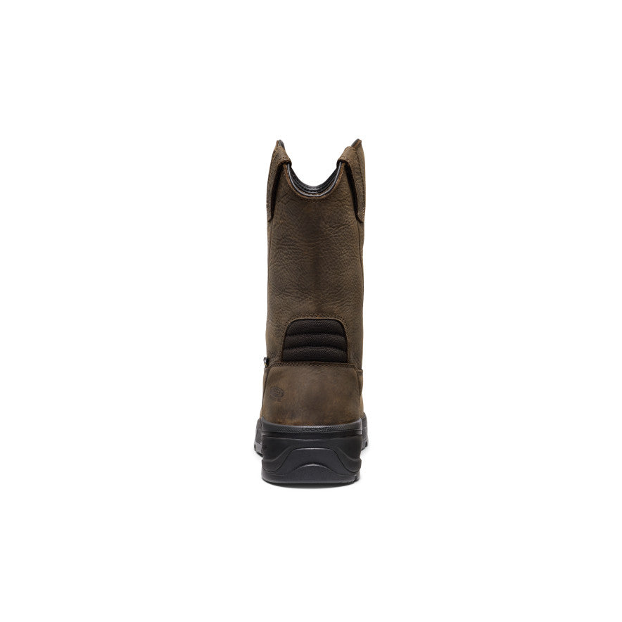 Mens CSA Flatland Pull-On Waterproof Work Boot INT MET Carbon Toe Dark BrownBlack