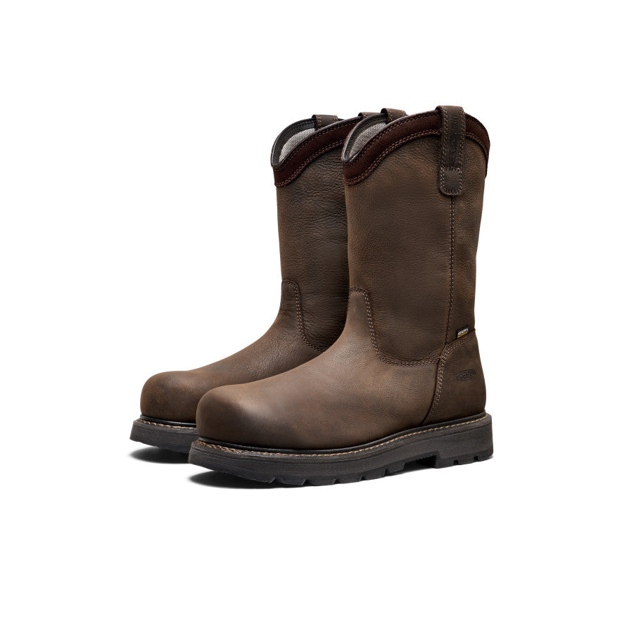 Mens Cincinnati Pull-On 90 Heel Waterproof Work Boot Carbon Toe Chocolate BrownBlack