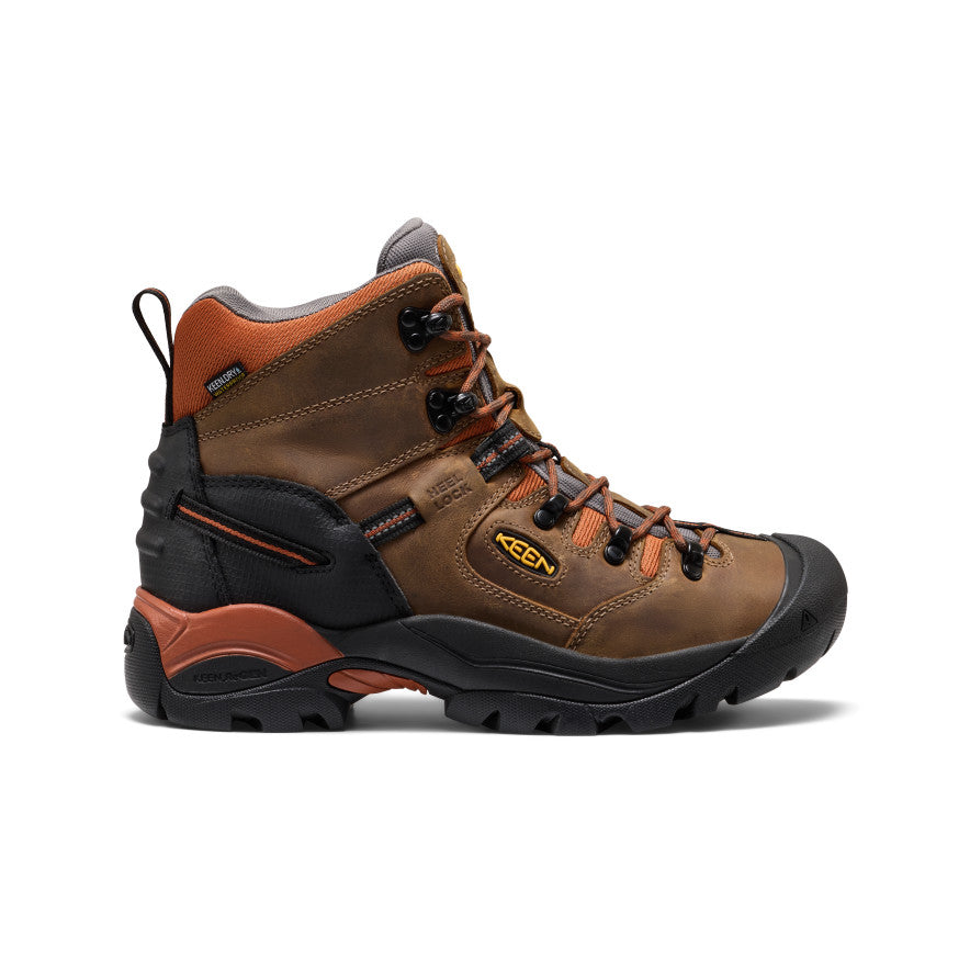 Mens Pittsburgh Energy 6 Waterproof Boot Soft Toe Cascade BrownBlack
